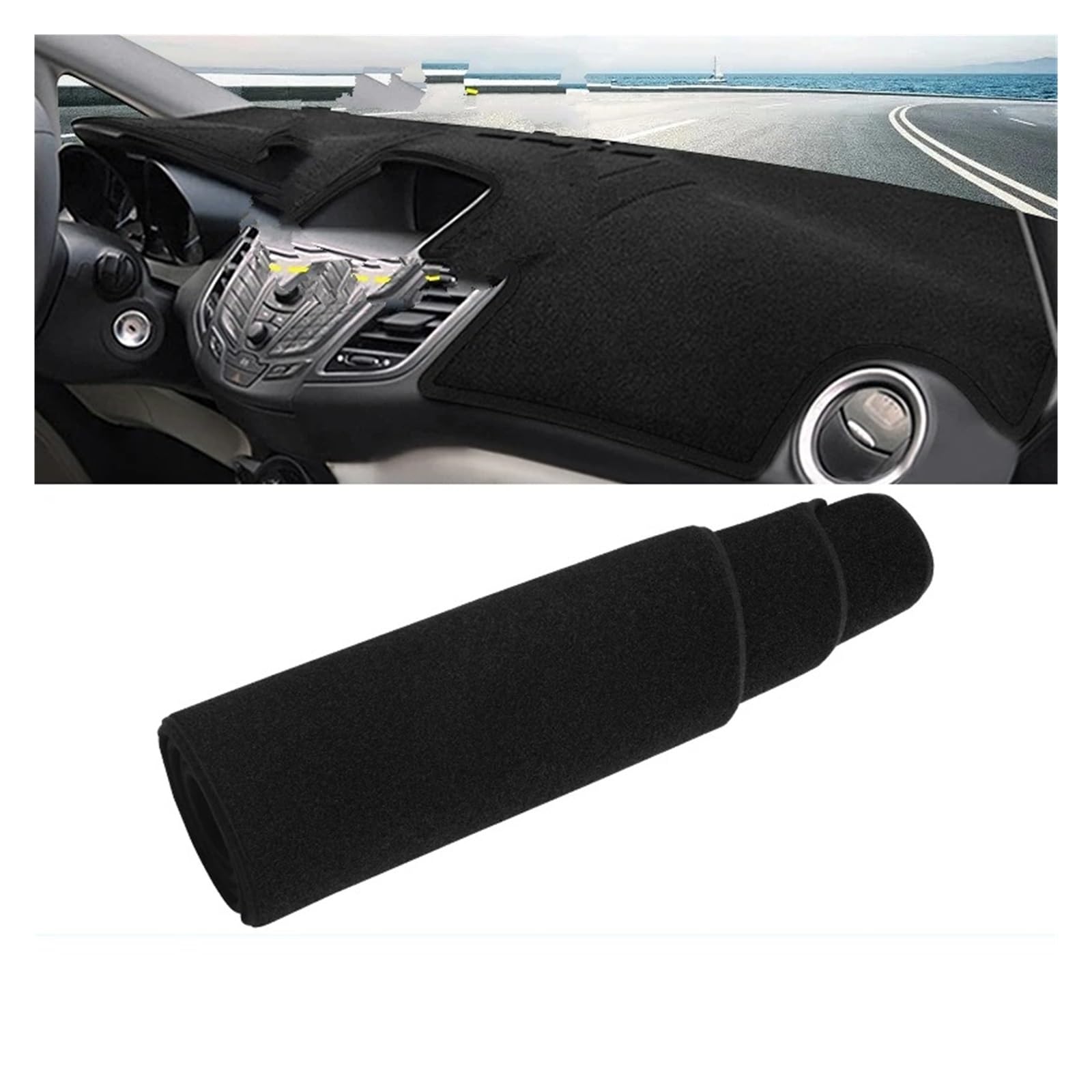 Auto Armaturenbrett Abdeckung Für Ford Für Fiesta MK7 2008 2009 2010 2011 2012 2013 2014 2015 2016 Auto Armaturenbrettmatte Sonnenschutz Pad Abdeckung Anti-UV Dash Mat(No GPS Black side) von ZHANFEIS