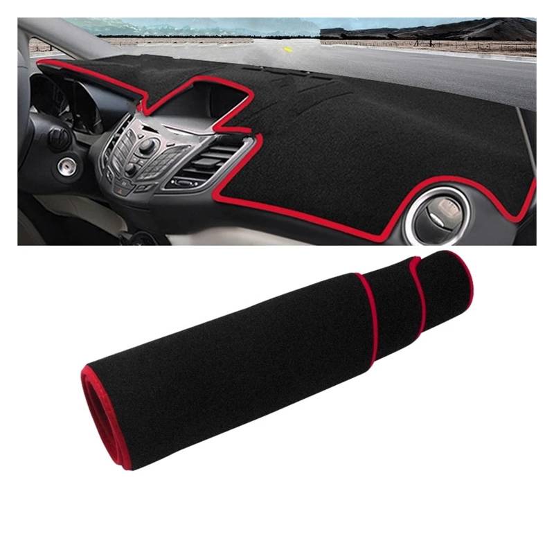 Auto Armaturenbrett Abdeckung Für Ford Für Fiesta MK7 2008 2009 2010 2011 2012 2013 2014 2015 2016 Auto Armaturenbrettmatte Sonnenschutz Pad Abdeckung Anti-UV Dash Mat(No GPS Red side) von ZHANFEIS