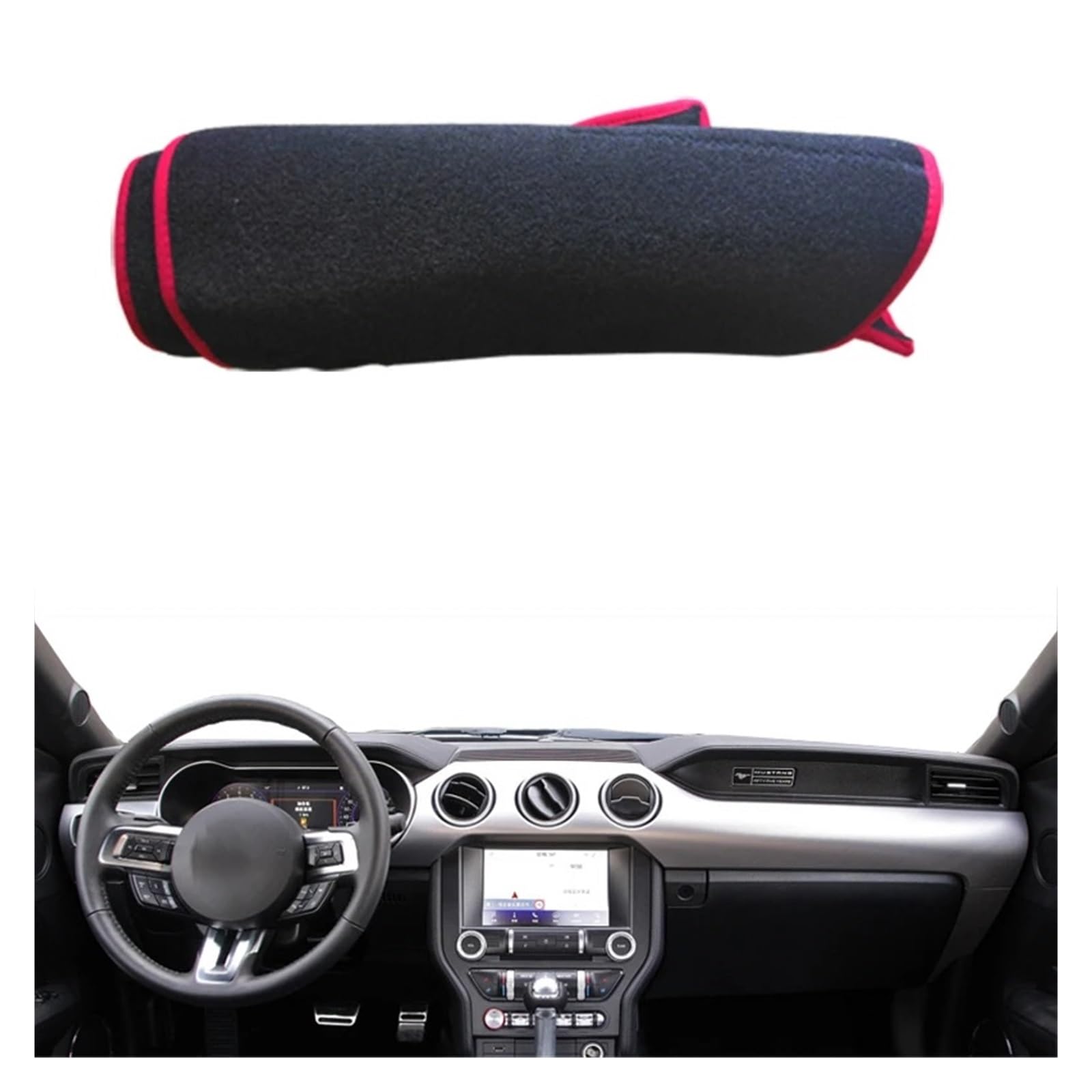 Auto Armaturenbrett Abdeckung Für Ford Für Mustang 6. Für Gen 2015 2016 2017 2018 2019-On Auto Armaturenbrett Abdeckung Teppich Cape Teppich Pad Sonnenschutz Schutz Dash Mat(LHD Red) von ZHANFEIS