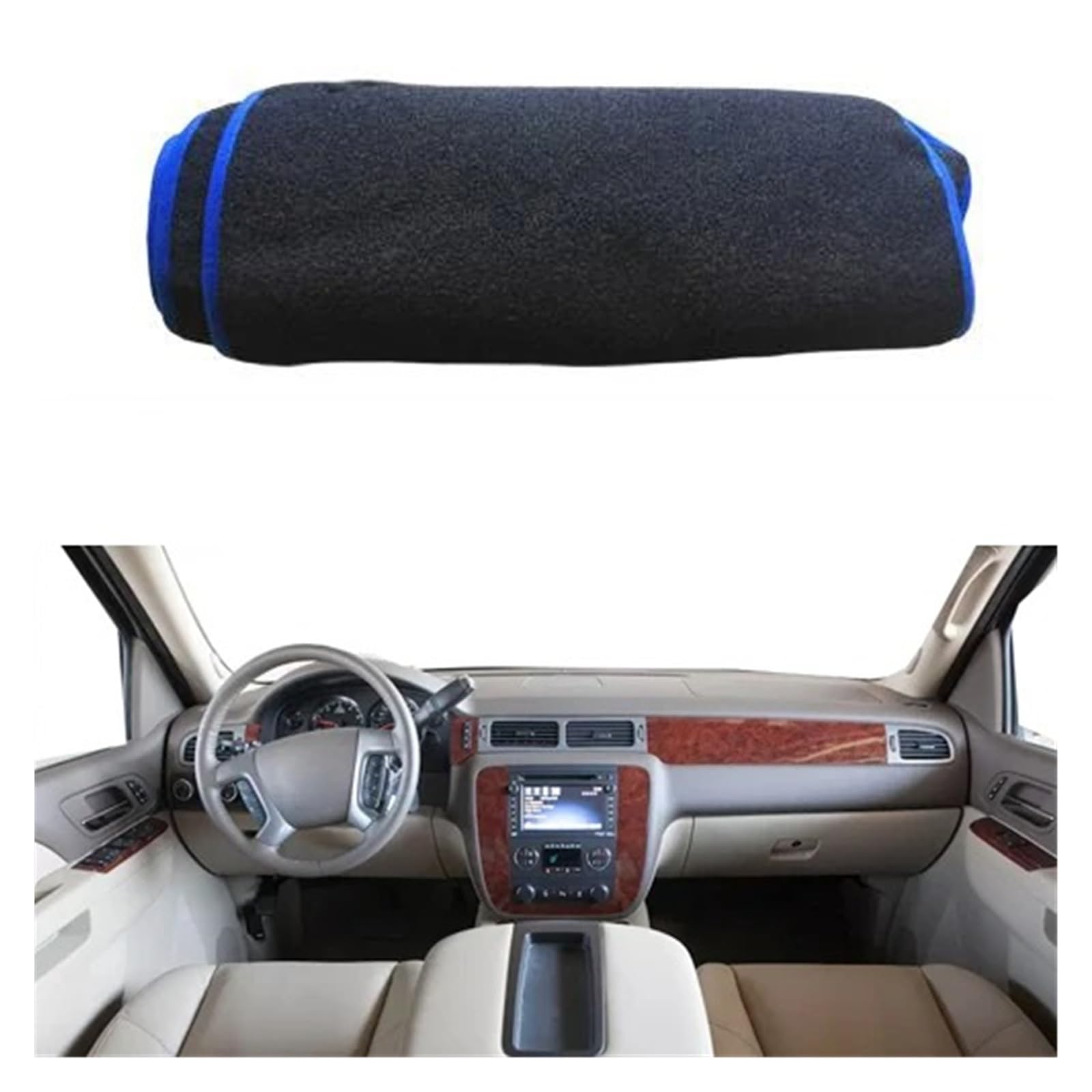 Auto Armaturenbrett Abdeckung Für GMC Für Sierra Für GMC Für Yukon Für Hybrid Auto Auto Dash Mat Dashboard Sonnenschirm Abdeckung Teppich Cape Dash Mat(LHD Blue Edge) von ZHANFEIS