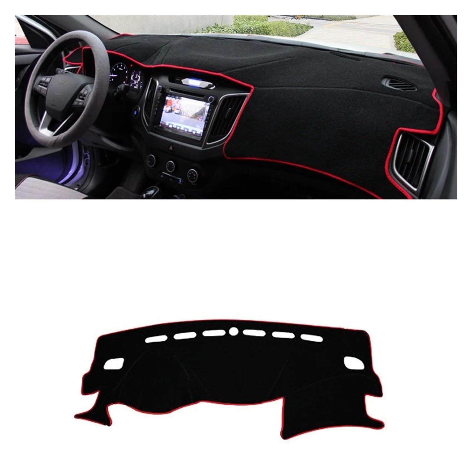 Auto Armaturenbrett Abdeckung Für Hyundai Für Creta Ix25 2014 2015 2016 2017 2018 2019 2020 Auto Armaturenbrett Abdeckung Dash Matte Sonnenschutz Rutschfeste Pad Dash Mat(LHD Red Side) von ZHANFEIS