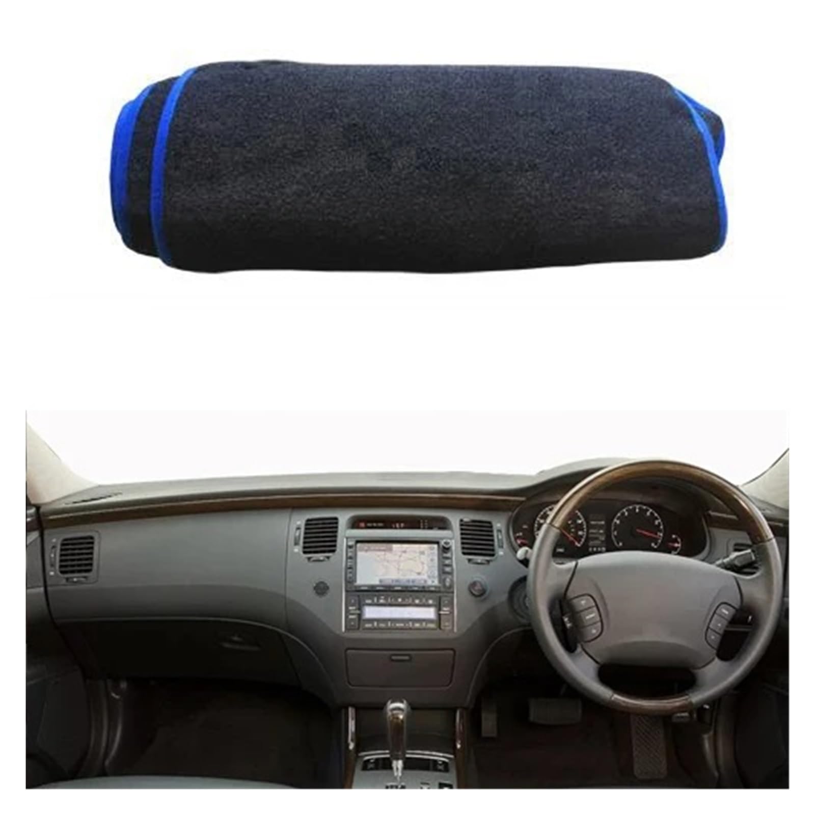 Auto Armaturenbrett Abdeckung Für Hyundai Für Grandeur Für Azera 2006-2011 LHD RHD Teppich Armaturenbrettmatte Armaturenbrettauflage Auto Armaturenbrettabdeckung Teppichumhang Dash Mat(RHD Blue) von ZHANFEIS