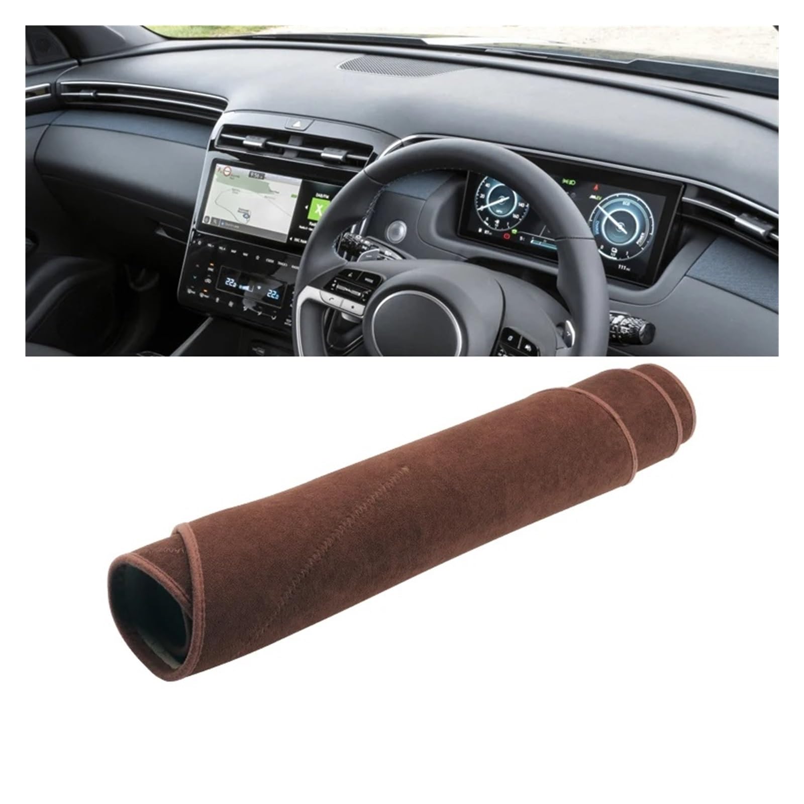 Auto Armaturenbrett Abdeckung Für Hyundai Für Tucson NX4 2021 2022 2023 2024 Auto-Armaturenbrett-Abdeckung Sonnenschutzmatte Vermeiden Sie Lichtpads Anti-UV-Fallteppiche Dash Mat(B RHD Brown) von ZHANFEIS