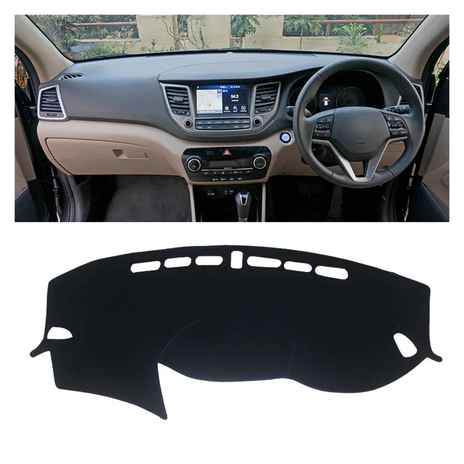 Auto Armaturenbrett Abdeckung Für Hyundai Für Tucson TL 2015 2016 2017 2018 2019 2020 Auto Armaturenbrett Abdeckung Matte Armaturenbrett Sonnenschutz Pad Rutschfeste Matte Dash Mat(A RHD 15-18 Black) von ZHANFEIS