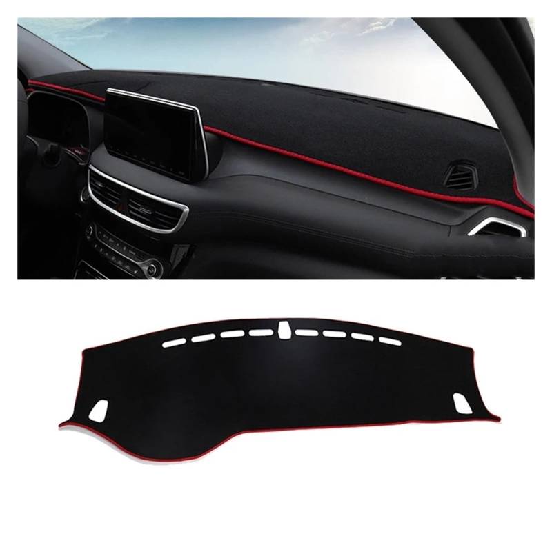 Auto Armaturenbrett Abdeckung Für Hyundai Für Tucson TL 2015 2016 2017 2018 2019 2020 LHD Auto Dashboard Abdeckung Schattierung Matte Sonnenschutz Pad Teppich innen Dash Mat(19-20 Red) von ZHANFEIS