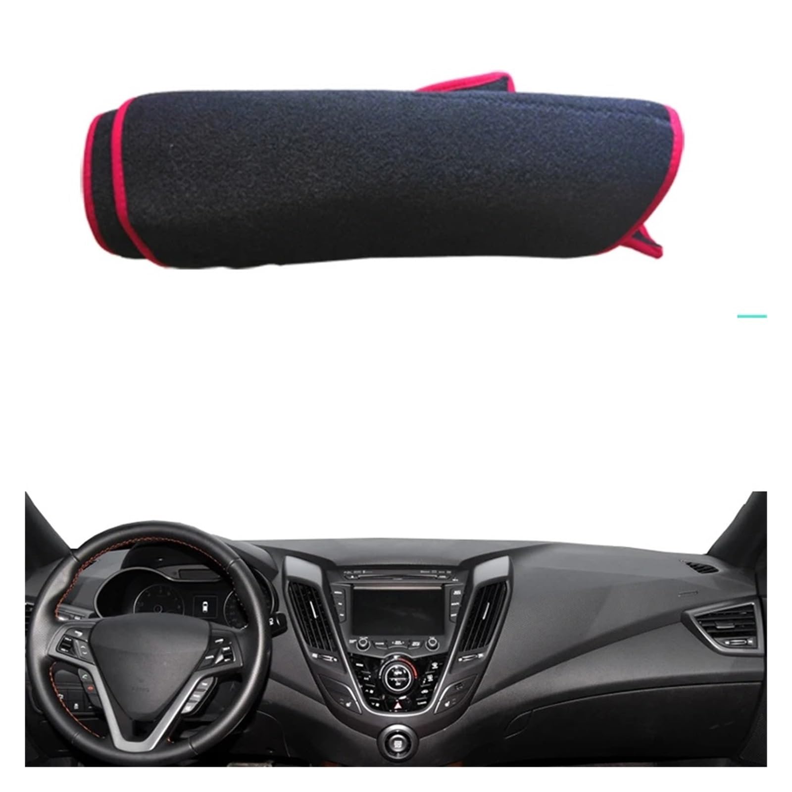 Auto Armaturenbrett Abdeckung Für Hyundai Für Veloster 2012 2013 2014 2015 2016 2017 Auto Dashboard Abdeckung Teppich Cape Teppich Pad Teppich Dashmat Sonnenschutz Dash Mat(LHD Red) von ZHANFEIS