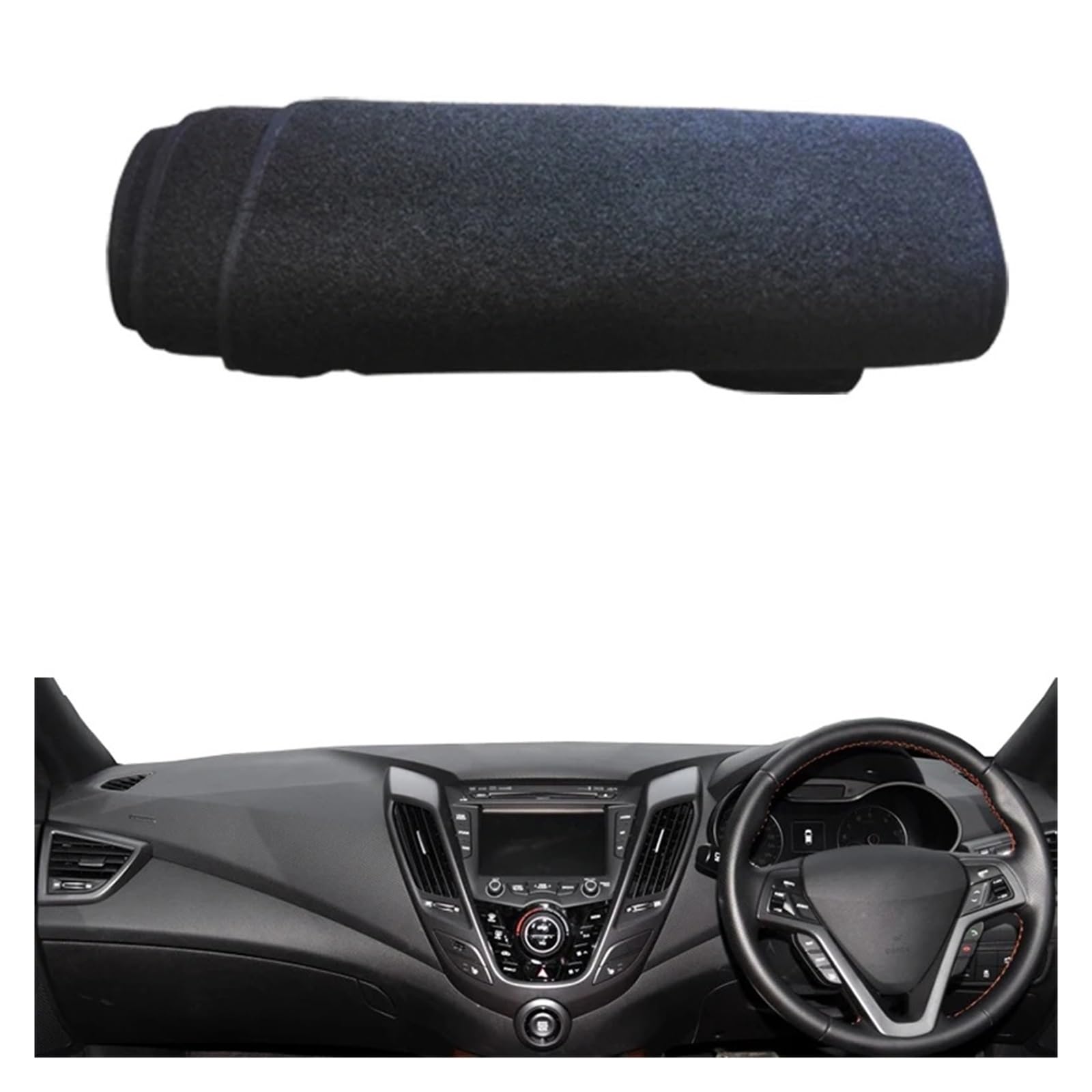 Auto Armaturenbrett Abdeckung Für Hyundai Für Veloster 2012 2013 2014 2015 2016 2017 Auto Dashboard Abdeckung Teppich Cape Teppich Pad Teppich Dashmat Sonnenschutz Dash Mat(RHD Black) von ZHANFEIS