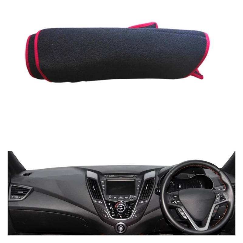 Auto Armaturenbrett Abdeckung Für Hyundai Für Veloster 2012 2013 2014 2015 2016 2017 Auto Dashboard Abdeckung Teppich Cape Teppich Pad Teppich Dashmat Sonnenschutz Dash Mat(RHD Red) von ZHANFEIS