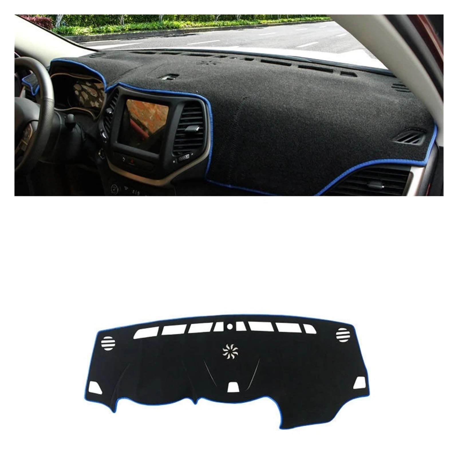 Auto Armaturenbrett Abdeckung Für Jeep Für Cherokee 2016 2017 2018 2019 2020 2021 Dash Mat Dashmat Dashboard Abdeckung Sonnenschutz Dash Board Abdeckung Teppich Dash Mat(LHD Blue Side) von ZHANFEIS