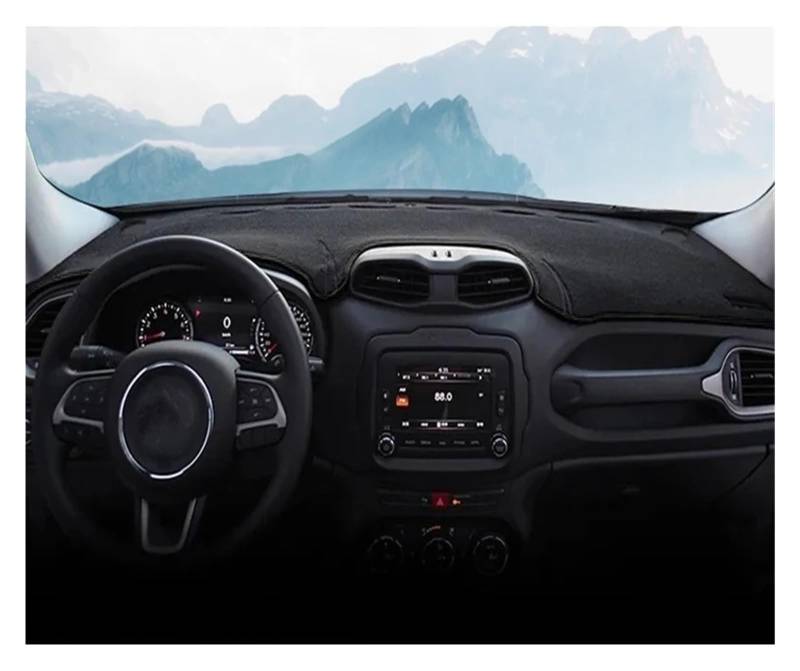 Auto Armaturenbrett Abdeckung Für Jeep Für Renegade BU 2015 2016 2017 2018 2019 2020 2021 2022 2023 LHD RHD Auto Armaturenbrett Abdeckung Dash Matte Sonnenschutz Pad Dash Mat(LHD Black Side) von ZHANFEIS