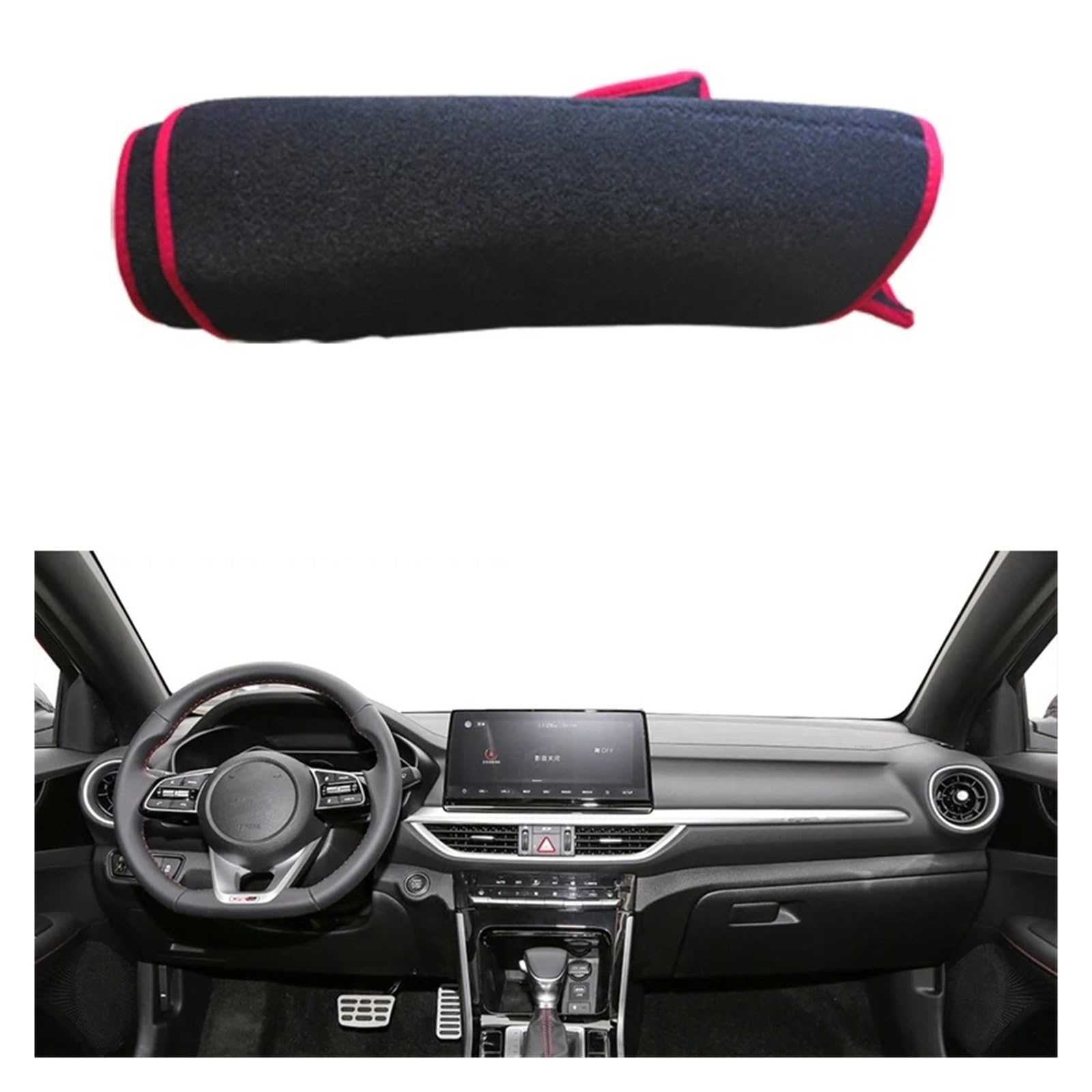 Auto Armaturenbrett Abdeckung Für KIA Für Sorento 2021 2022 LHD RHD Auto Sonnenschutz DashMat Anti-UV Anti-Sonne Auto Armaturenbrett Abdeckung Teppich Armaturenbrett Matte Pad Dash Mat(LHD Red Edge) von ZHANFEIS