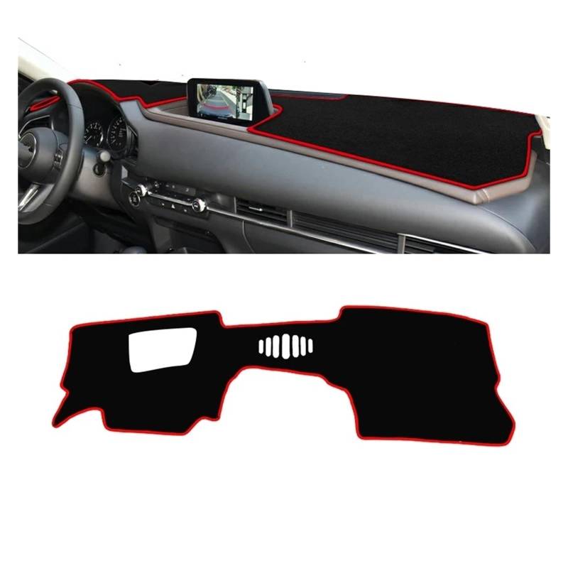 Auto Armaturenbrett Abdeckung Für Mazda CX-30 CX30 CX 30 DM 2019 2020 2021 2022 2023 Auto Dashboard Abdeckung Vermeiden Licht Pads Sonnenschutz Matten Innen Dash Mat(A LHD with HUD Red) von ZHANFEIS