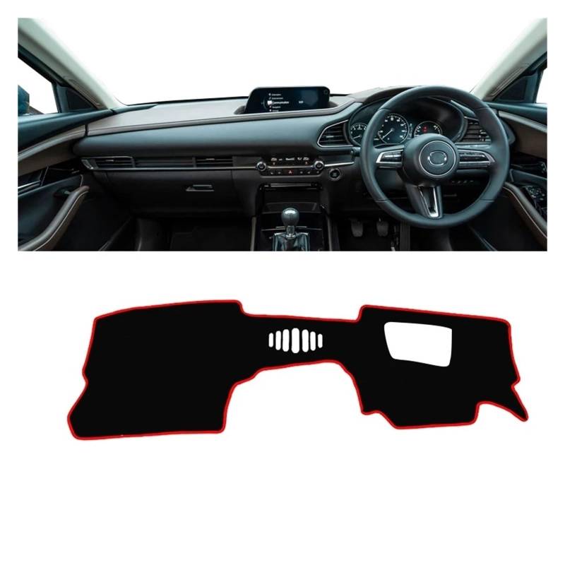 Auto Armaturenbrett Abdeckung Für Mazda CX-30 CX30 CX 30 DM 2019 2020 2021 2022 2023 Auto Dashboard Abdeckung Vermeiden Licht Pads Sonnenschutz Matten Innen Dash Mat(A RHD with HUD Red) von ZHANFEIS