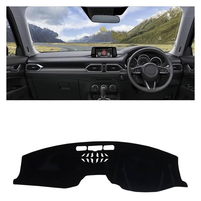 Auto Armaturenbrett Abdeckung Für Mazda CX-5 CX5 KF 2017 2018 2019 2020 2021 2022 2023 Zubehör Auto Armaturenbrett Abdeckung Dash Matte Sonnenschutz Rutschfeste Pad Dash Mat(RHD Black) von ZHANFEIS