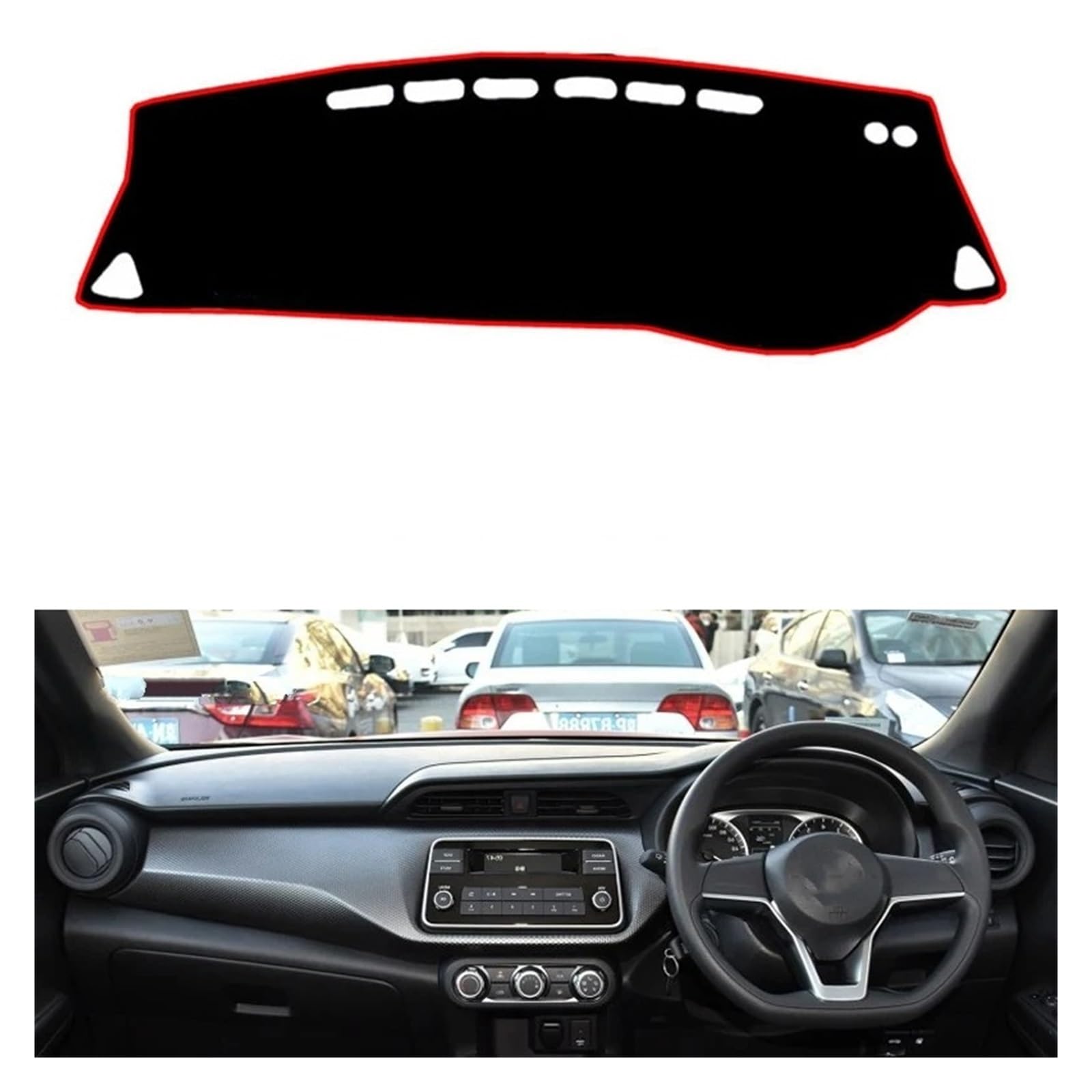 Auto Armaturenbrett Abdeckung Für Nissan Für Qashqai 2014 2015 2016 2017 2018 Rechts- Und Linkslenker-Zubehör Auto-Armaturenbrett-Abdeckungen Matten Schattenkissen Pad Teppiche Dash Mat(Red Edge,Recht von ZHANFEIS