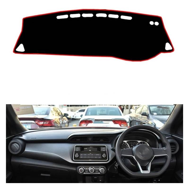 Auto Armaturenbrett Abdeckung Für Nissan Für Qashqai 2014 2015 2016 2017 Rechts/Linkslenker Auto Armaturenbrett Abdeckungen Matte Schatten Kissen Pad Teppiche Dash Mat(Red Edge,Rechtslenker) von ZHANFEIS