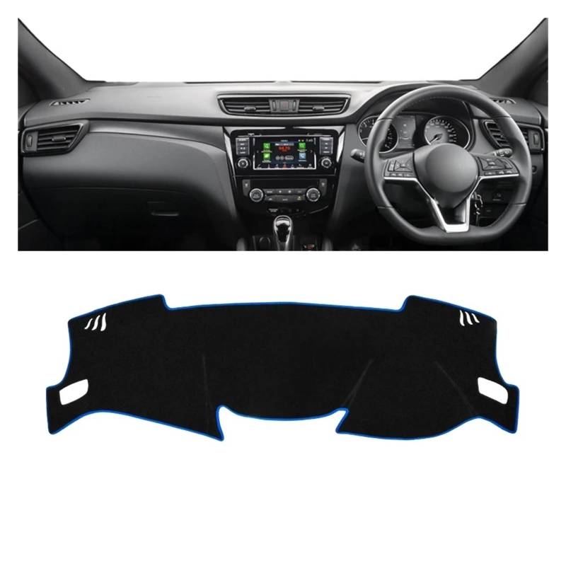 Auto Armaturenbrett Abdeckung Für Nissan Für Qashqai J11 2014 2015 2016 2017 2018 2019 2020 Auto Armaturenbrettabdeckung Rutschfeste Matte Instrumententeppich DashMat Dash Mat(A RHD Blue Side) von ZHANFEIS