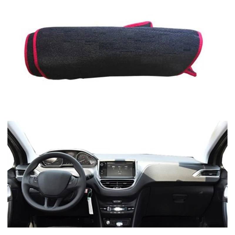 Auto Armaturenbrett Abdeckung Für Peugeot 2008 2013-2014 2015 2016 2017 2018 Auto Innere Dashboard Abdeckung Dash Matte Teppich Cape Kissen Dash Matte anti-sonne Dash Mat(LHD Red) von ZHANFEIS