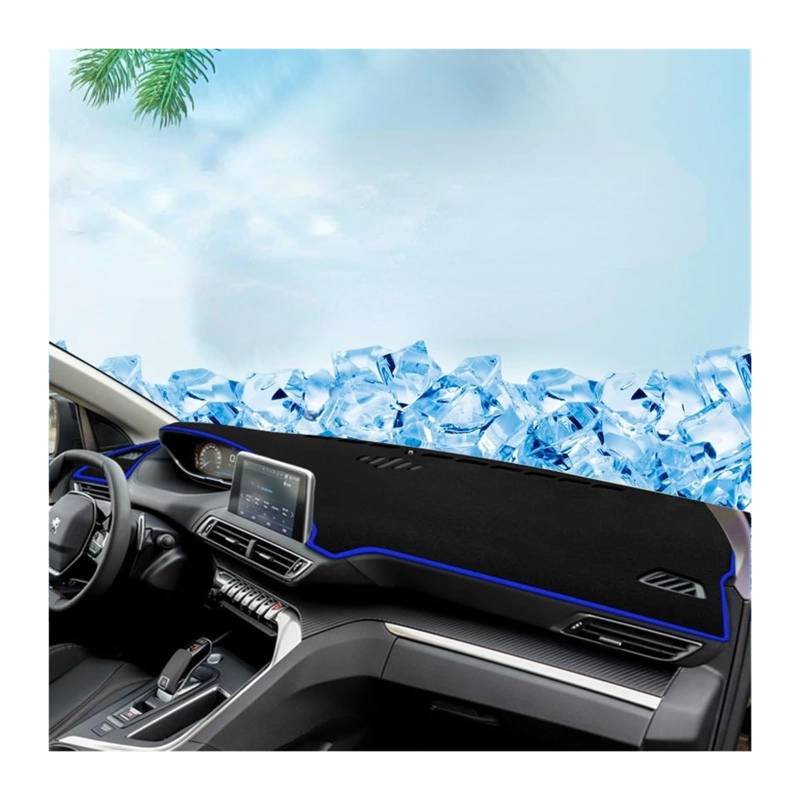 Auto Armaturenbrett Abdeckung Für Peugeot 5008 Auto Armaturenbrett Abdeckung Matte Sonnenschutz Pad Instrument Panel Teppiche Anti-Uv Auto Zubehör Innen Dash Mat(Blue) von ZHANFEIS