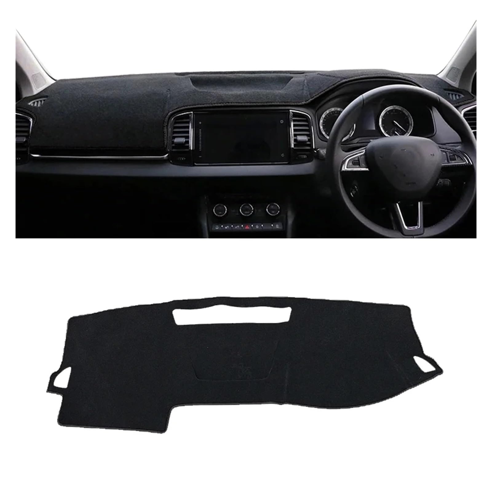 Auto Armaturenbrett Abdeckung Für Skoda Für Karoq 2017 2018 2019 2020 2021 2022 Dash Mat Auto Dashmat Dashboard Abdeckung Sonnenschutz Armaturenbrett Abdeckung Teppich Dash Mat(RHD Black Side) von ZHANFEIS