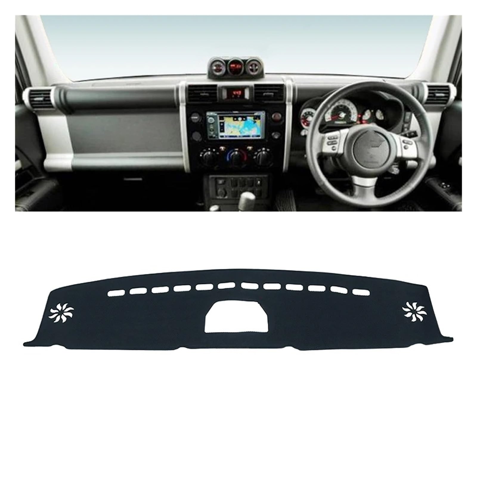 Auto Armaturenbrett Abdeckung Für Toyota FJ Für Cruiser 2006-2013 2014 2015 2016 2017 2018 2019 2020 2021 2022 2023 Auto Dashboard Sonnenschutz Abdeckung Zubehör Dash Mat(With NAV Black RHD) von ZHANFEIS