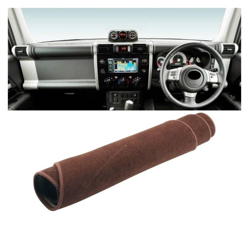 Auto Armaturenbrett Abdeckung Für Toyota FJ Für Cruiser 2006-2013 2014 2015 2016 2017 2018 2019 2020 2021 2022 2023 Auto Dashboard Sonnenschutz Abdeckung Zubehör Dash Mat(With NAV Brown RHD) von ZHANFEIS