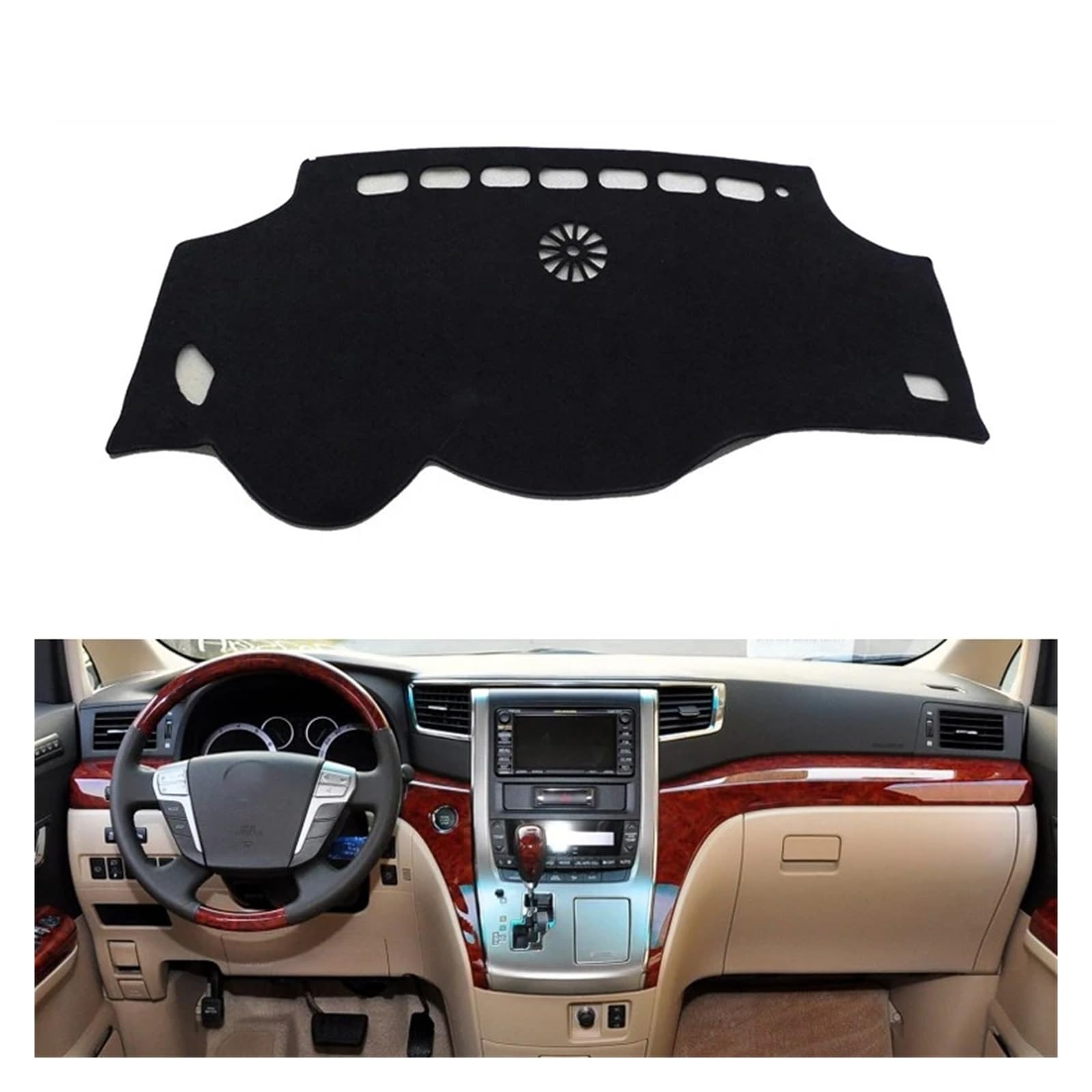 Auto Armaturenbrett Abdeckung Für Toyota Für ALPHARD 2011 2012 Auto Armaturenbrett Abdeckungen Matte Schatten Kissen Pad Teppiche Zubehör Rechts- Und Linkslenker Dash Mat(Black Edge,Linkslenker) von ZHANFEIS