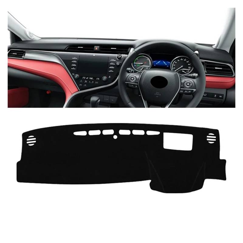 Auto Armaturenbrett Abdeckung Für Toyota Für Camry 70 XV70 2018 2019 2020 2021 2022 2023 2024 Camry Hybrid Auto Dashboard Sonnenschutz Abdeckung Nicht-slip Pad Dash Mat(A Black Side RHD) von ZHANFEIS