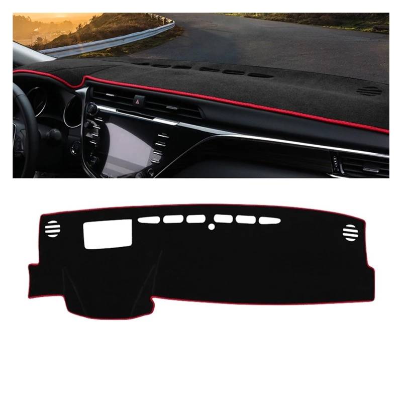 Auto Armaturenbrett Abdeckung Für Toyota Für Camry 70 XV70 2018 2019 2020 2021 2022 2023 2024 Camry Hybrid Auto Dashboard Sonnenschutz Abdeckung Nicht-slip Pad Dash Mat(A Red Side LHD) von ZHANFEIS