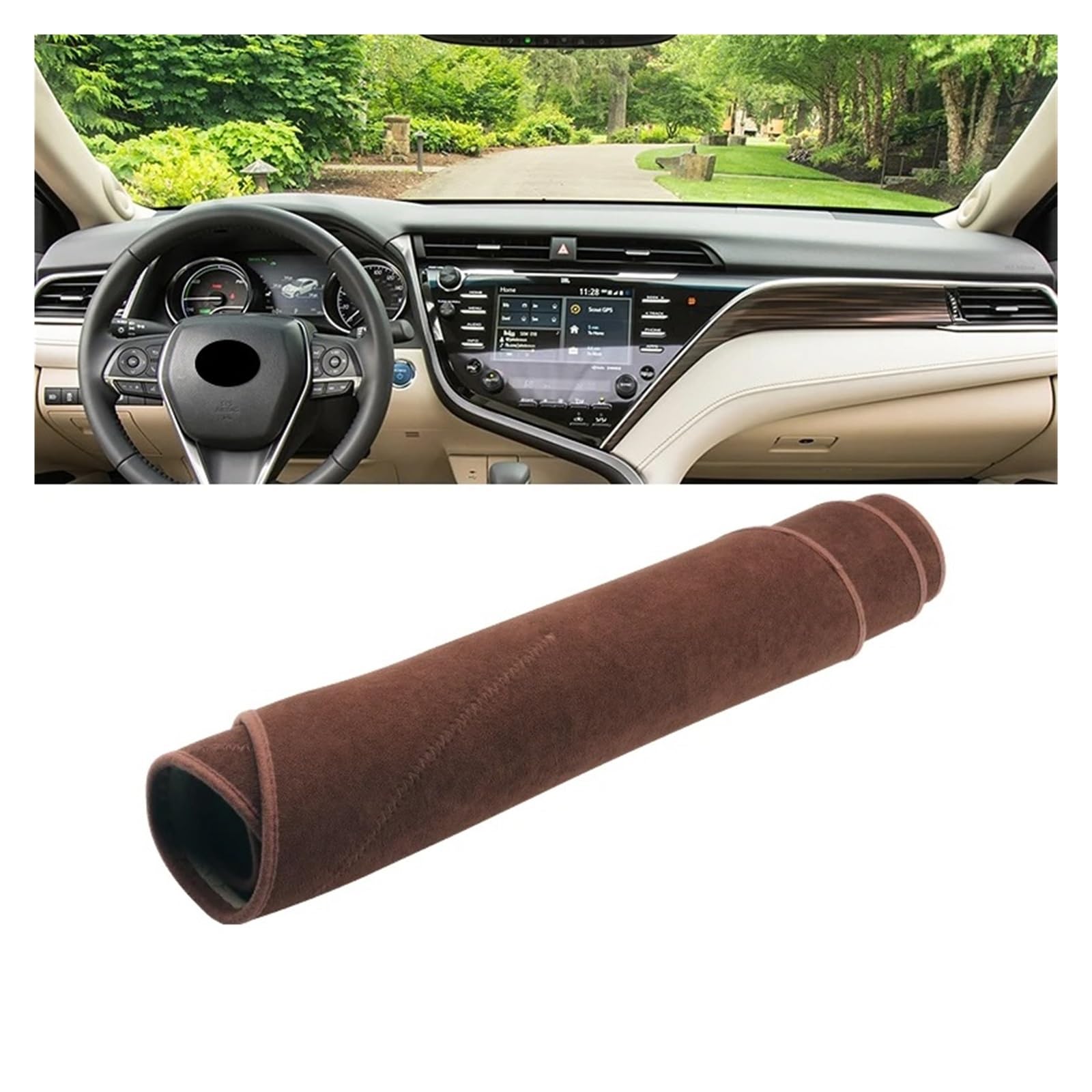 Auto Armaturenbrett Abdeckung Für Toyota Für Camry 70 XV70 2018 2019 2020 2021 2022 2023 2024 Camry Hybrid Auto Dashboard Sonnenschutz Abdeckung Nicht-slip Pad Dash Mat(B Brown LHD) von ZHANFEIS