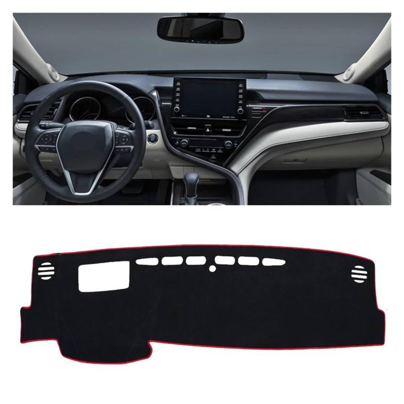 Auto Armaturenbrett Abdeckung Für Toyota Für Camry XV70 70 2018 2019 2020 2021 2022 2023 Auto Dashboard Abdeckung Matte Auto Dashboard Sonnenschutz Pad Schutz Dash Mat(A LHD Red Side) von ZHANFEIS