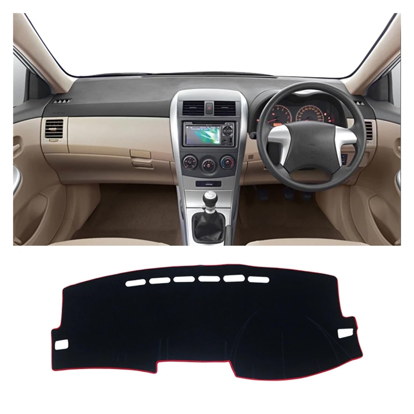 Auto Armaturenbrett Abdeckung Für Toyota Für Corolla E180 E150 2006 2007 2008 2009 2010 2012 2013 2014 2015 2016 2017 2018 Auto Dashboard Abdeckung Dash anti-uv Matte Dash Mat(RHD 06-13 Red) von ZHANFEIS