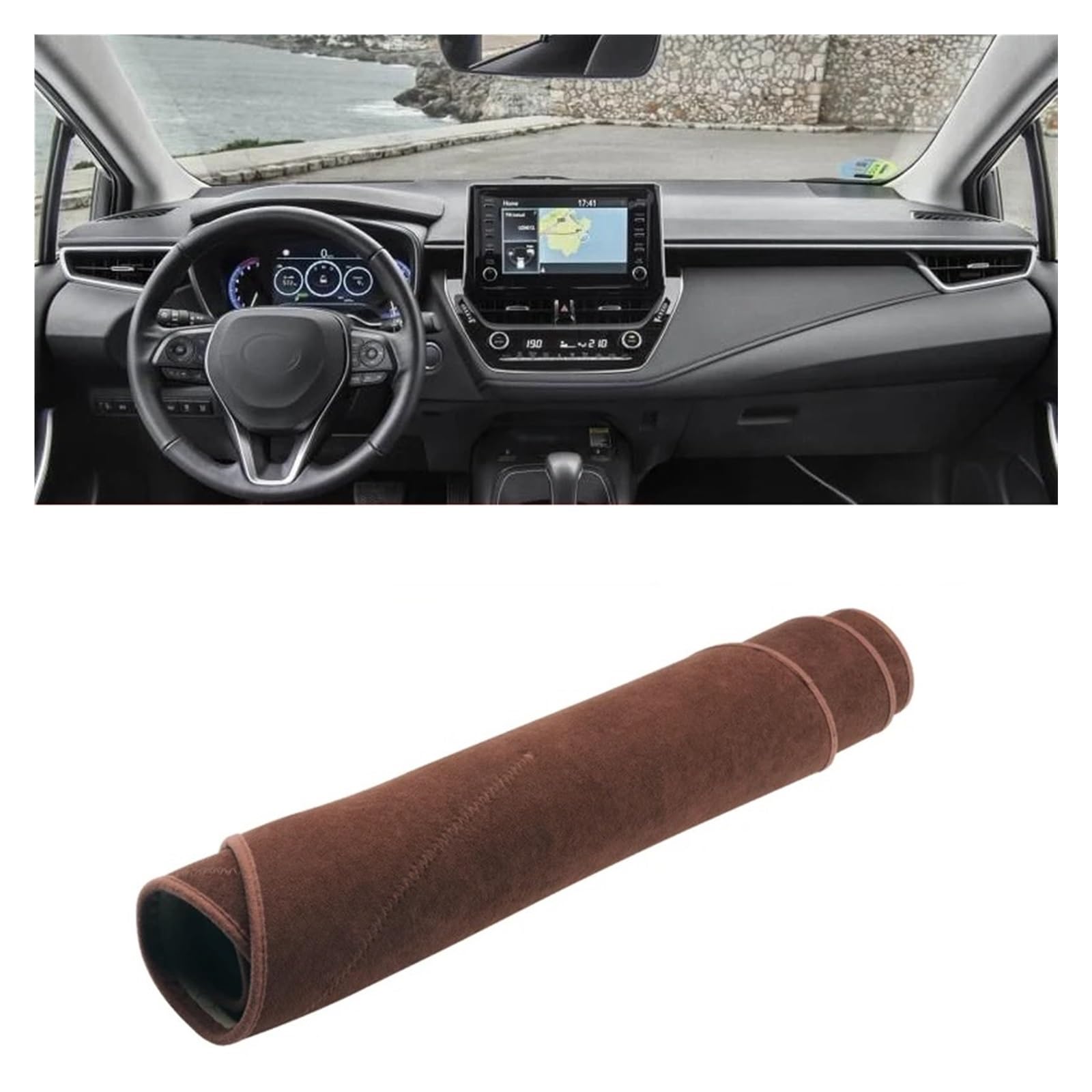 Auto Armaturenbrett Abdeckung Für Toyota Für Corolla E210 2019 2020 2021 2022 2023 2024 Auto Dashboard Abdeckung Dash Matte Sonnenschutz Pad Hybrid Zubehör Dash Mat(B LHD Brown) von ZHANFEIS