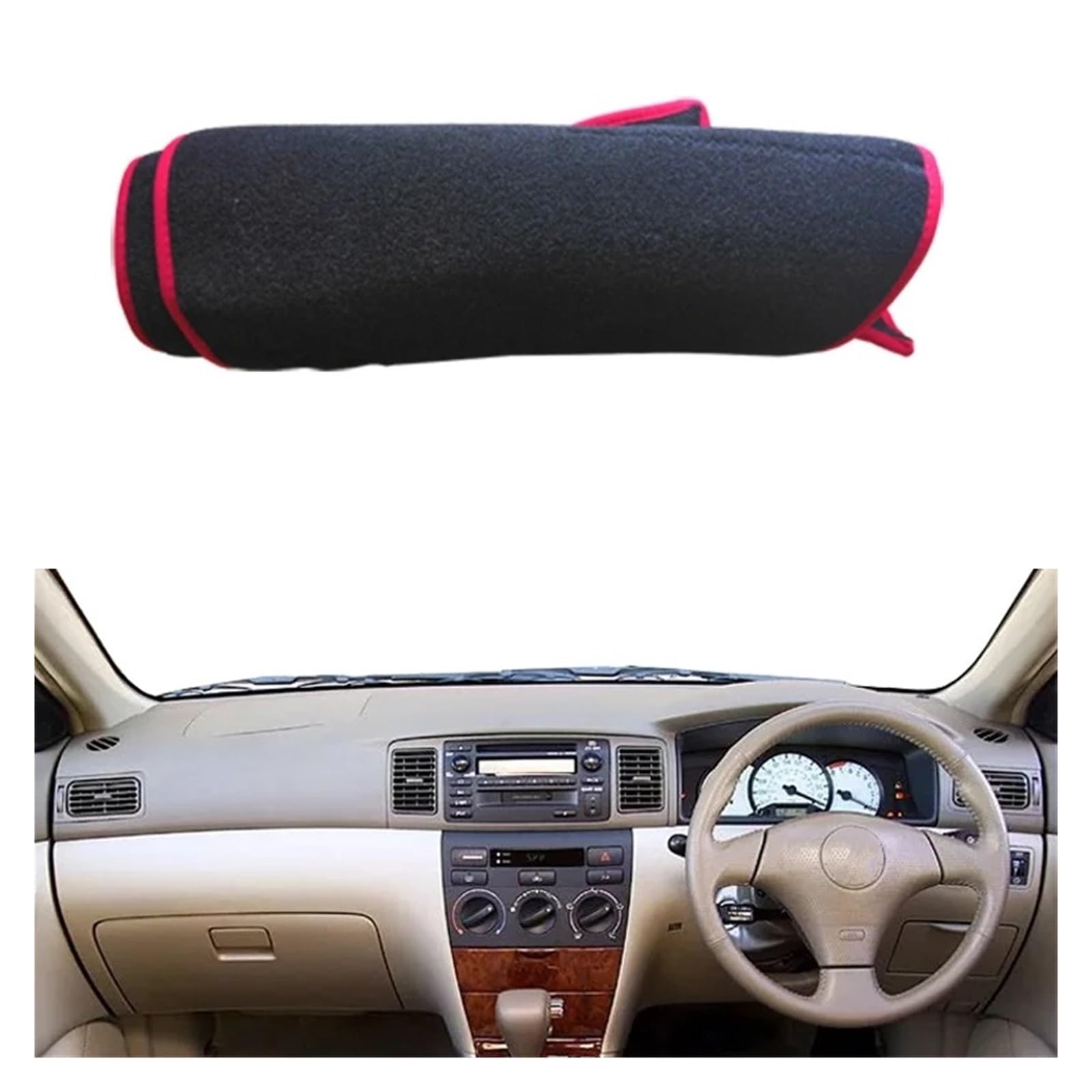 Auto Armaturenbrett Abdeckung Für Toyota Für Corolla Für Altis Für Runx Für Allex 2003-2007 LHD RHD Auto Armaturenbrett Abdeckung Teppich Cape Teppich Schatten Teppich Dashmat Pad Dash Mat(RHD Red) von ZHANFEIS