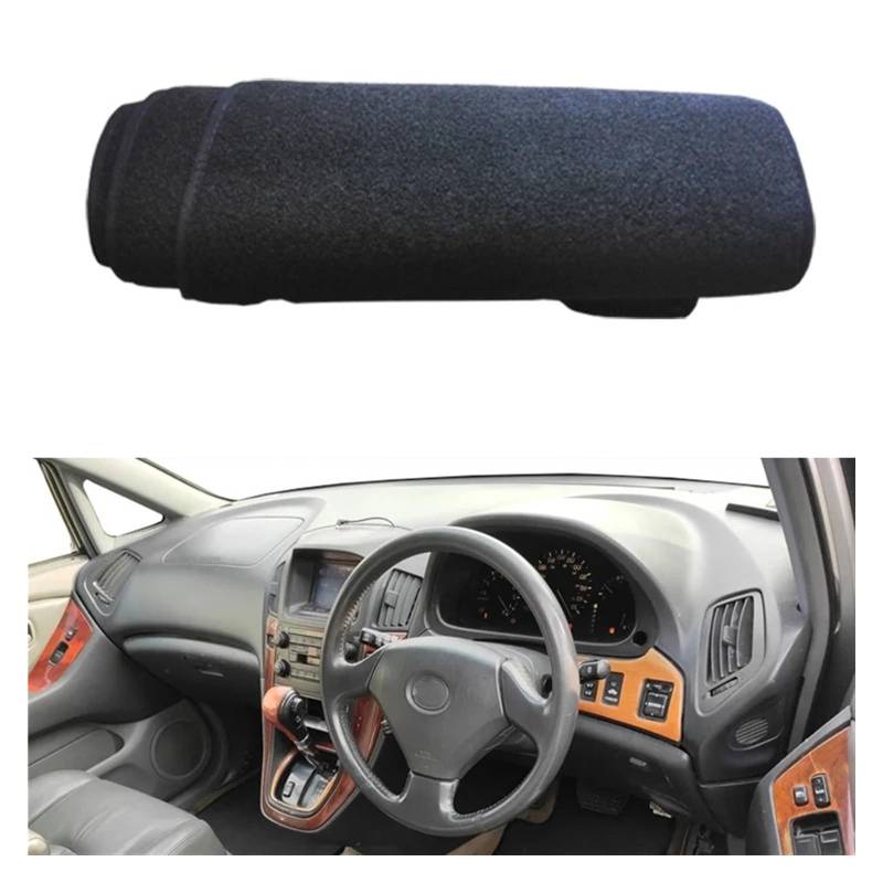 Auto Armaturenbrett Abdeckung Für Toyota Für Harrier 1997 1998 1999 2000 2001 2002 2003 Auto Dashboard Abdeckung Dash Matte Teppich Sonnenschutz Pad Anti-sonne UV Dash Mat(RHD Black) von ZHANFEIS