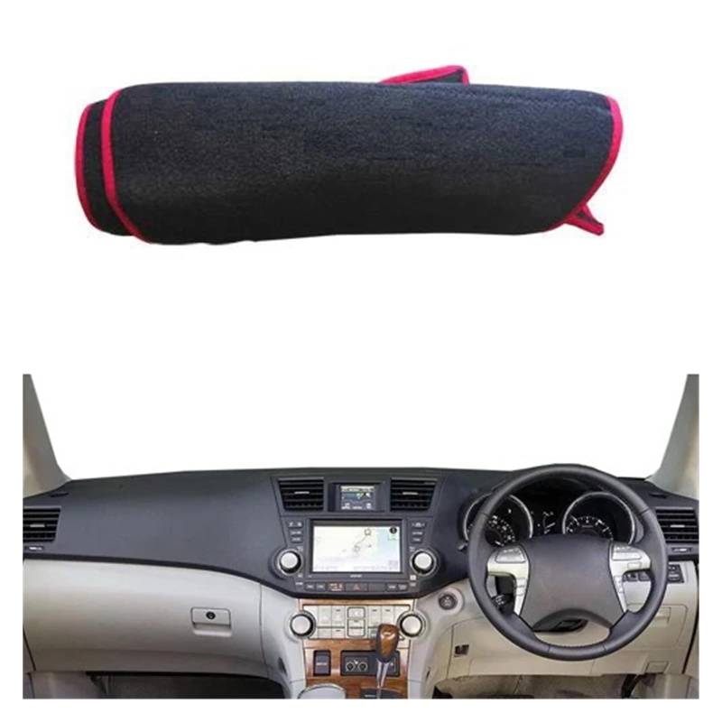 Auto Armaturenbrett Abdeckung Für Toyota Für Highlander Für Kluger XU40 2008 2009 2010 2011 2012 2013 Auto Teppich Dashboard Abdeckung Dash Matte Teppich Cape Dash Mat(RHD Red) von ZHANFEIS