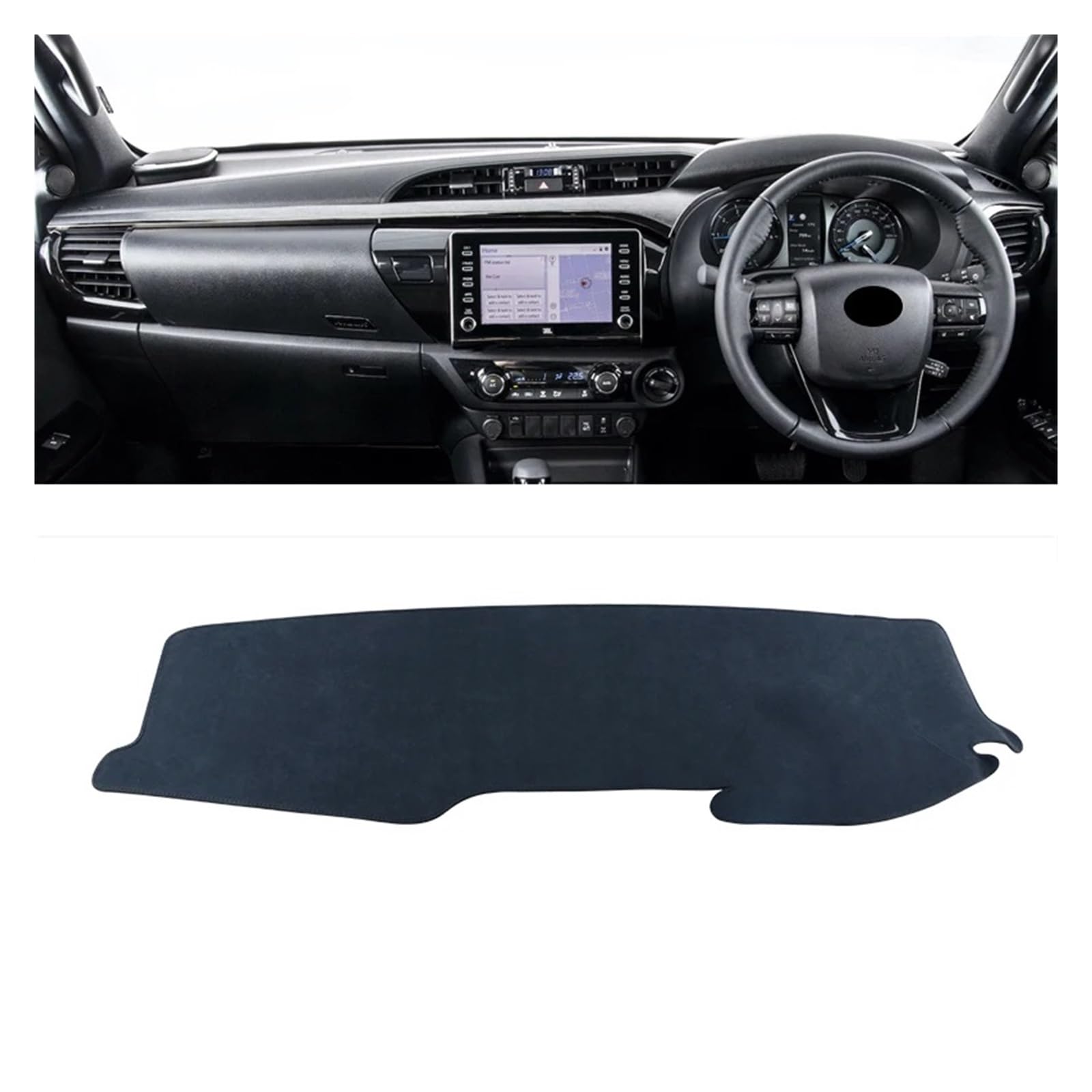 Auto Armaturenbrett Abdeckung Für Toyota Für Hilux SR5 4X4 Für REVO 2015 2016 2017 2018 2019 2020 2021 2022 2023 Auto Dashboard Abdeckung Matte Sonnenschutz Pad Dash Mat(B Black RHD) von ZHANFEIS