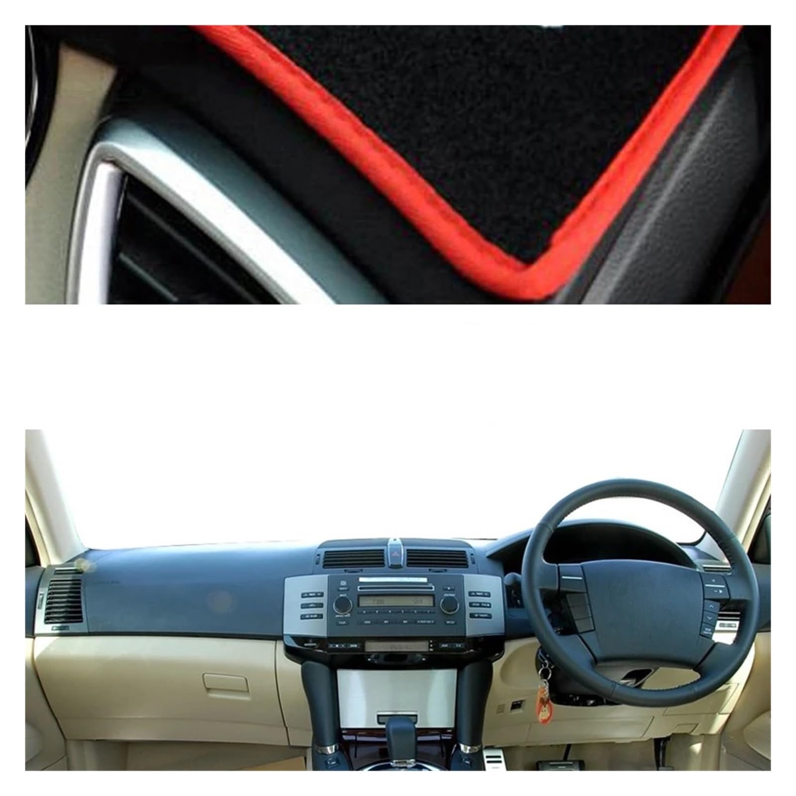 Auto Armaturenbrett Abdeckung Für Toyota Für MARK X 2004-2009 Für Reiz 2005-2009 Auto Sonnenschutz Anti-Sonne Auto Armaturenbrett Abdeckung Armaturenbrett Matte Teppich Cape Dash Mat(Red RHD) von ZHANFEIS