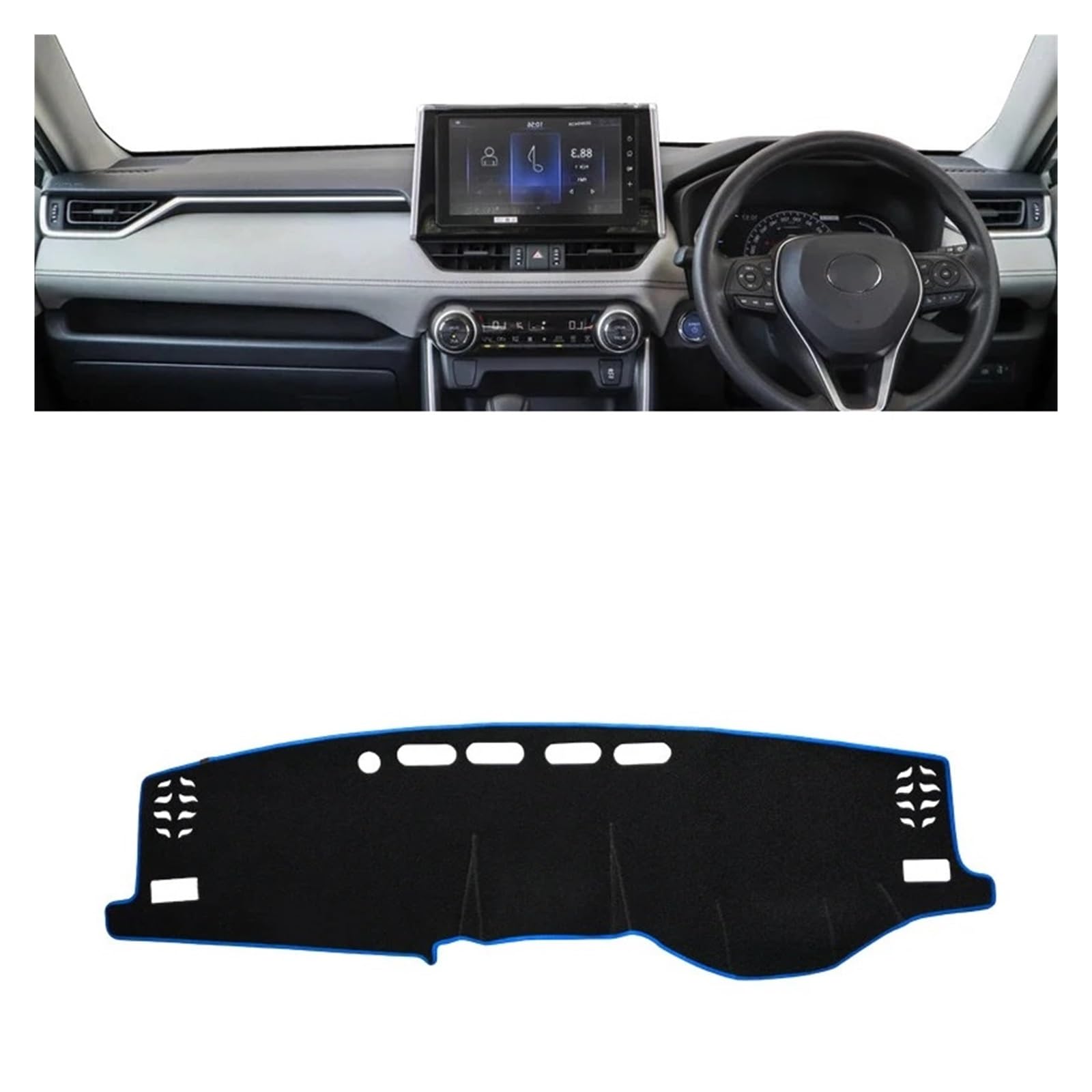 Auto Armaturenbrett Abdeckung Für Toyota Für RAV4 XA50 2019 2020 2021 2022 2023 2024 Für RAV 4 Hybrid Auto Dashboard Abdeckung Dash Matte Sonnenschutz Pad Zubehör Dash Mat(B Blue Side RHD) von ZHANFEIS