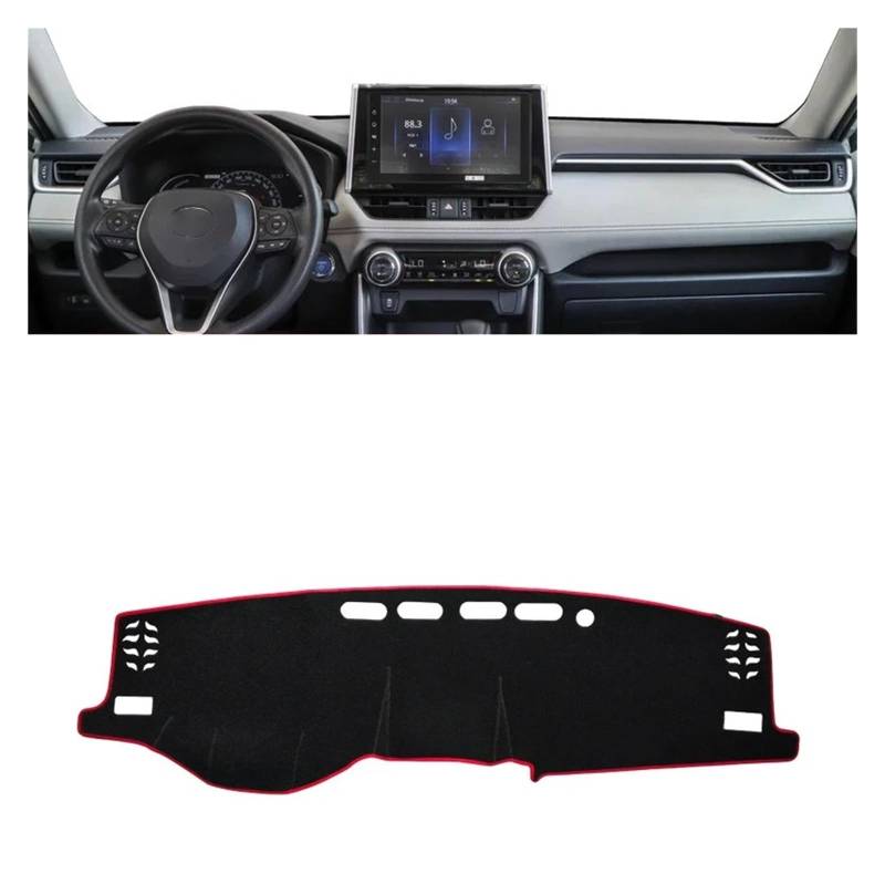 Auto Armaturenbrett Abdeckung Für Toyota Für RAV4 XA50 2019 2020 2021 2022 2023 2024 Für RAV 4 Hybrid Auto Dashboard Abdeckung Dash Matte Sonnenschutz Pad Zubehör Dash Mat(B Red Side LHD) von ZHANFEIS