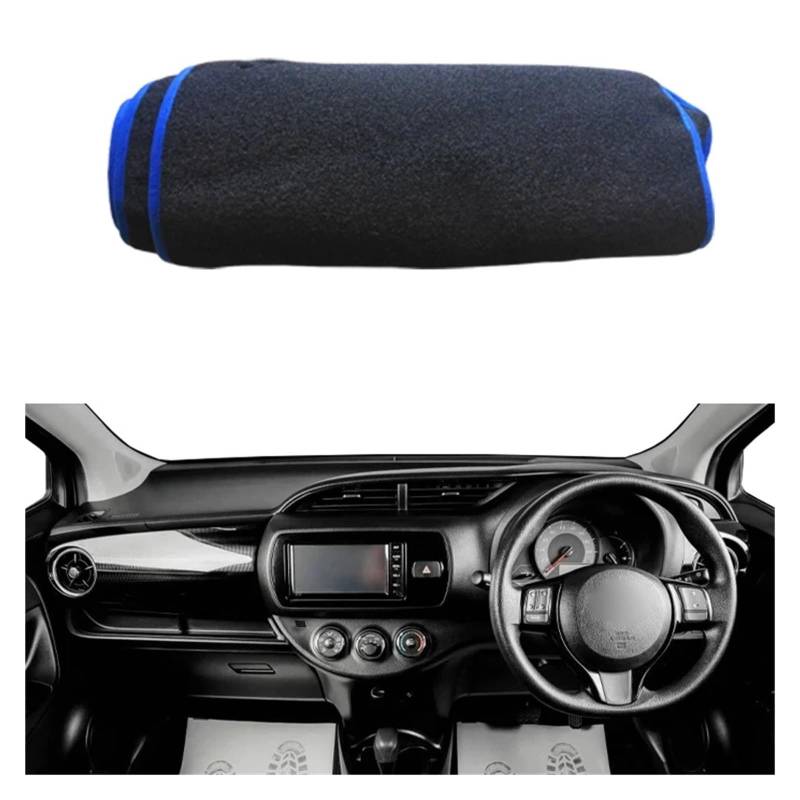 Auto Armaturenbrett Abdeckung Für Toyota Für Vitz 2018 2019 2020 Auto Sonnenschutz DashMat Anti-Uv Anti-sonne Teppich Pad Kissen Auto Dashboard Abdeckung Teppich Dash Matte Dash Mat(RHD Blue Edge) von ZHANFEIS