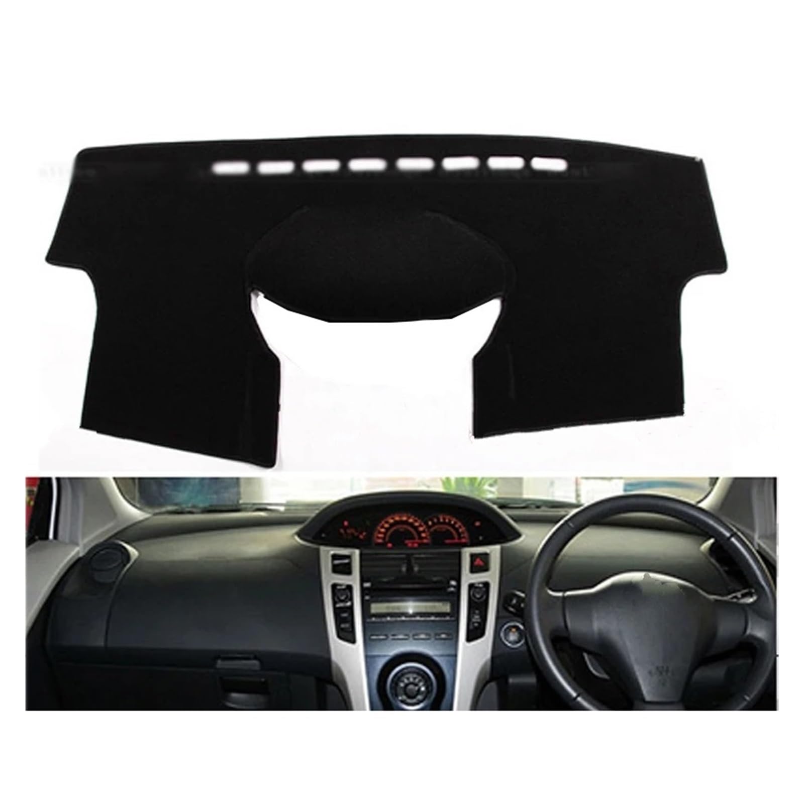 Auto Armaturenbrett Abdeckung Für Toyota Für Yaris 2008 2009 2010 2011 Auto Dashboard Abdeckungen Matte Schatten Kissen Pad Teppiche Zubehör Dash Mat(Black Edge,Rechtslenker) von ZHANFEIS