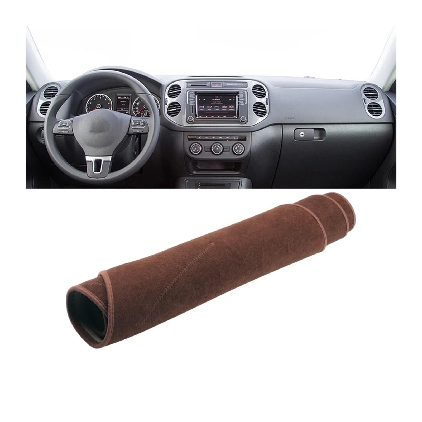 Auto Armaturenbrett Abdeckung Für VW Für Tiguan MK1 2007 2008 2009 2010 2011 2012 2013 2014 2015 Auto Dashboard Sonnenschutz Matte Abdeckung Pad Zubehör Dash Mat(B Brown LHD) von ZHANFEIS