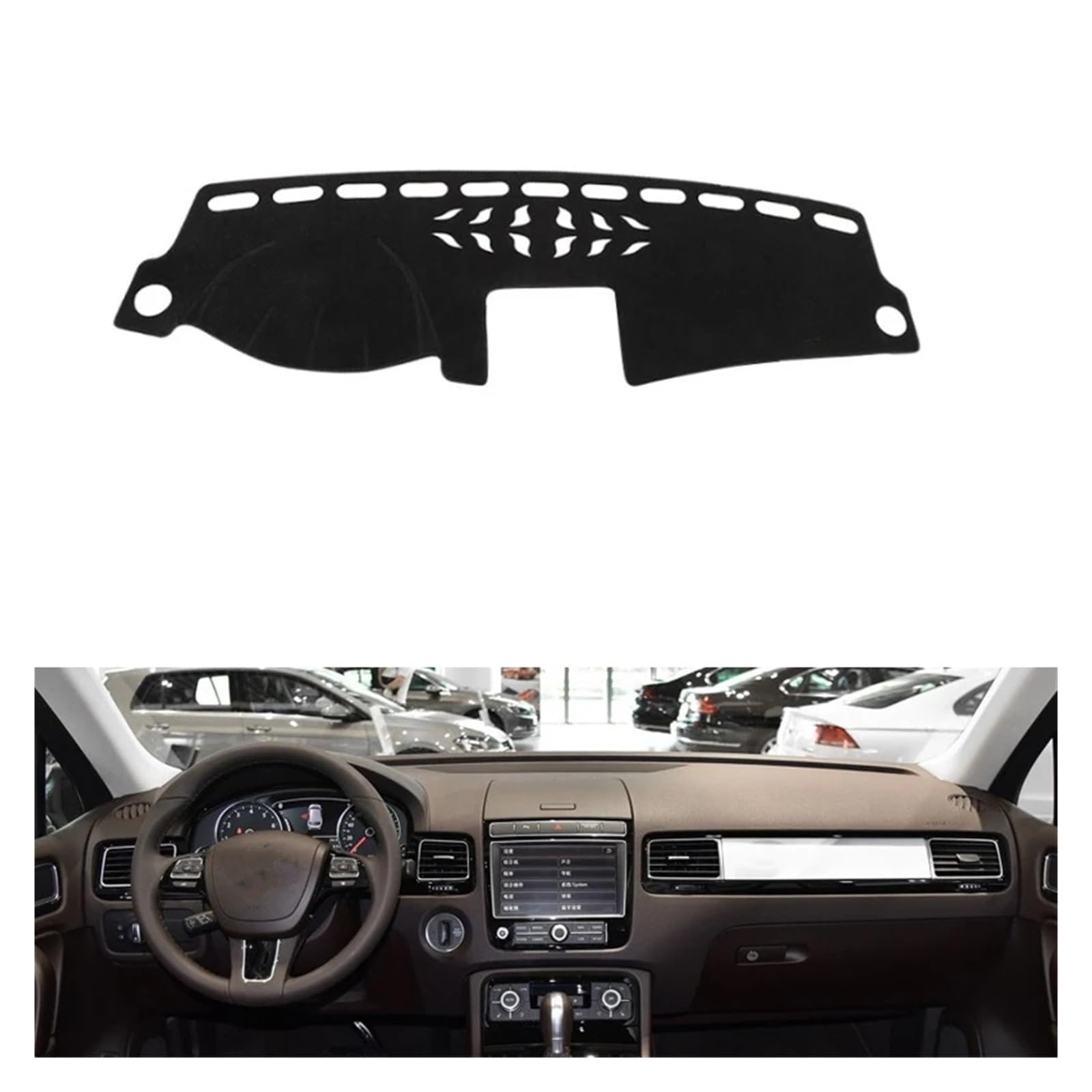 Auto Armaturenbrett Abdeckung Für VW Für Touareg 2011 2012 2013 2014 2015 2016 2017 2018 Auto Dashboard Abdeckungen Matte Schatten Kissen Pad Teppiche Dash Mat(Red Edge,Linkslenker) von ZHANFEIS