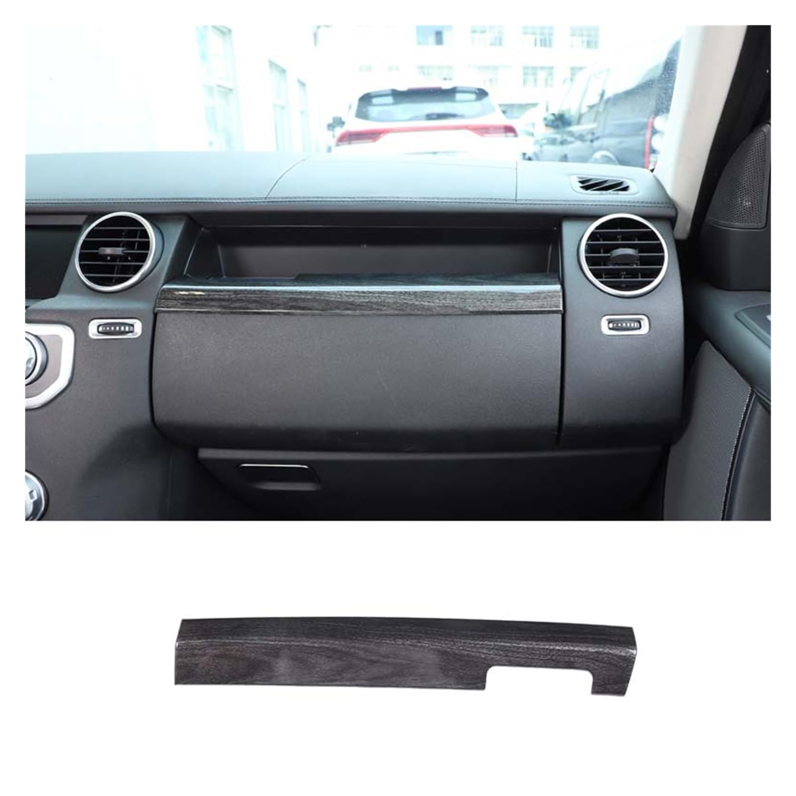 Auto Innenraum 1 Stücke Für Land Für Rover Für Discovery 4 LR4 2010-16 LHD ABS Schwarz Innen Handschuhfach Leisten Abdeckung Trim Zubehör Auto Zierleisten Innen(Black Wood Grain) von ZHANFEIS