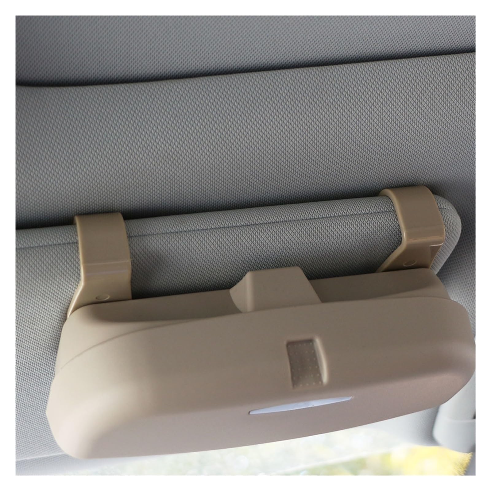 Auto Innenraum Auto Brillen Clip Ticket Karte Klemme ABS Brillenetui Innen Auto Sonnenblende Sonnenbrille Halter Zubehör Auto Zierleisten Innen(Double Buckle Beige) von ZHANFEIS