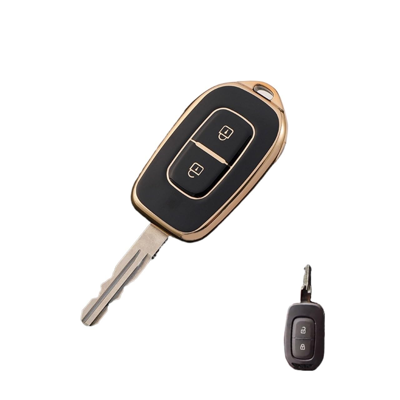 Auto Innenraum Für Kwid Für Verkehr Für Symbol Für Dacia Für Sandero Für Logan Für Duster 2016 2017 2018 2 Taste TPU Auto Remote Key Fob Abdeckung Fall Auto Zierleisten Innen(Black keycase) von ZHANFEIS