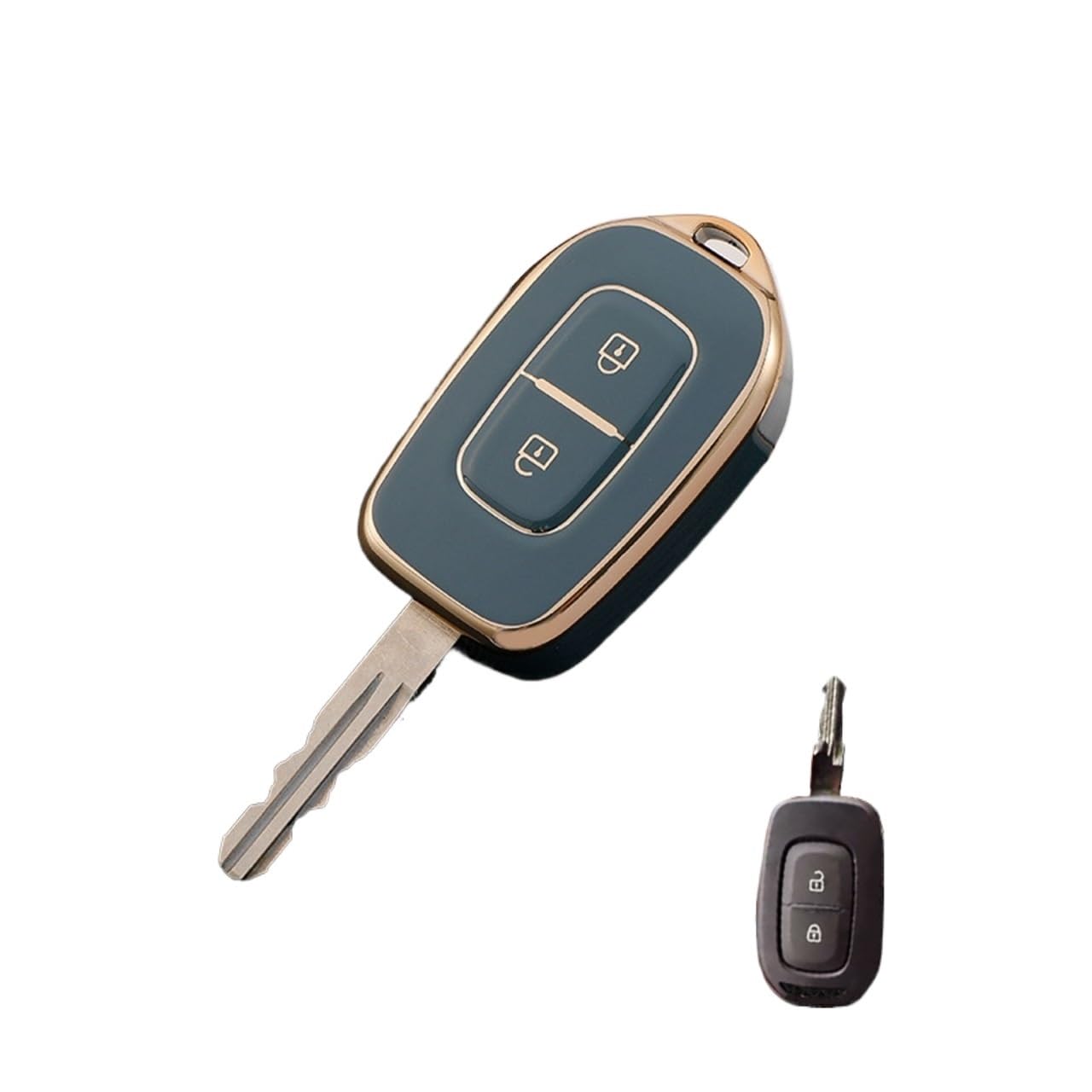 Auto Innenraum Für Kwid Für Verkehr Für Symbol Für Dacia Für Sandero Für Logan Für Duster 2016 2017 2018 2 Taste TPU Auto Remote Key Fob Abdeckung Fall Auto Zierleisten Innen(Grey keycase) von ZHANFEIS