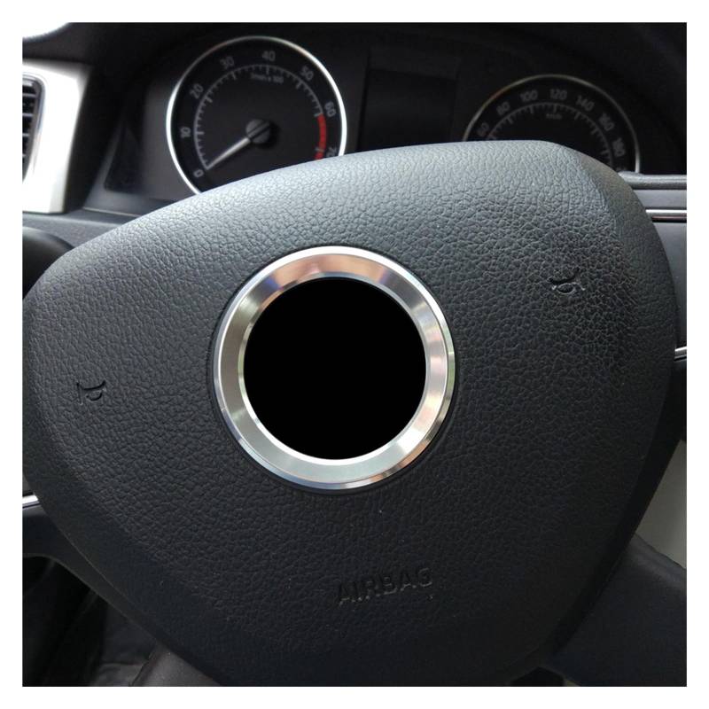 Auto Innenraum Für Skoda Für Octavia 2 A5 A7 Für Rapid Für Fabia Für Superb Lenkrad Logo Embleme Ring Aufkleber Auto Styling innen Zubehör Auto Zierleisten Innen(Silber) von ZHANFEIS