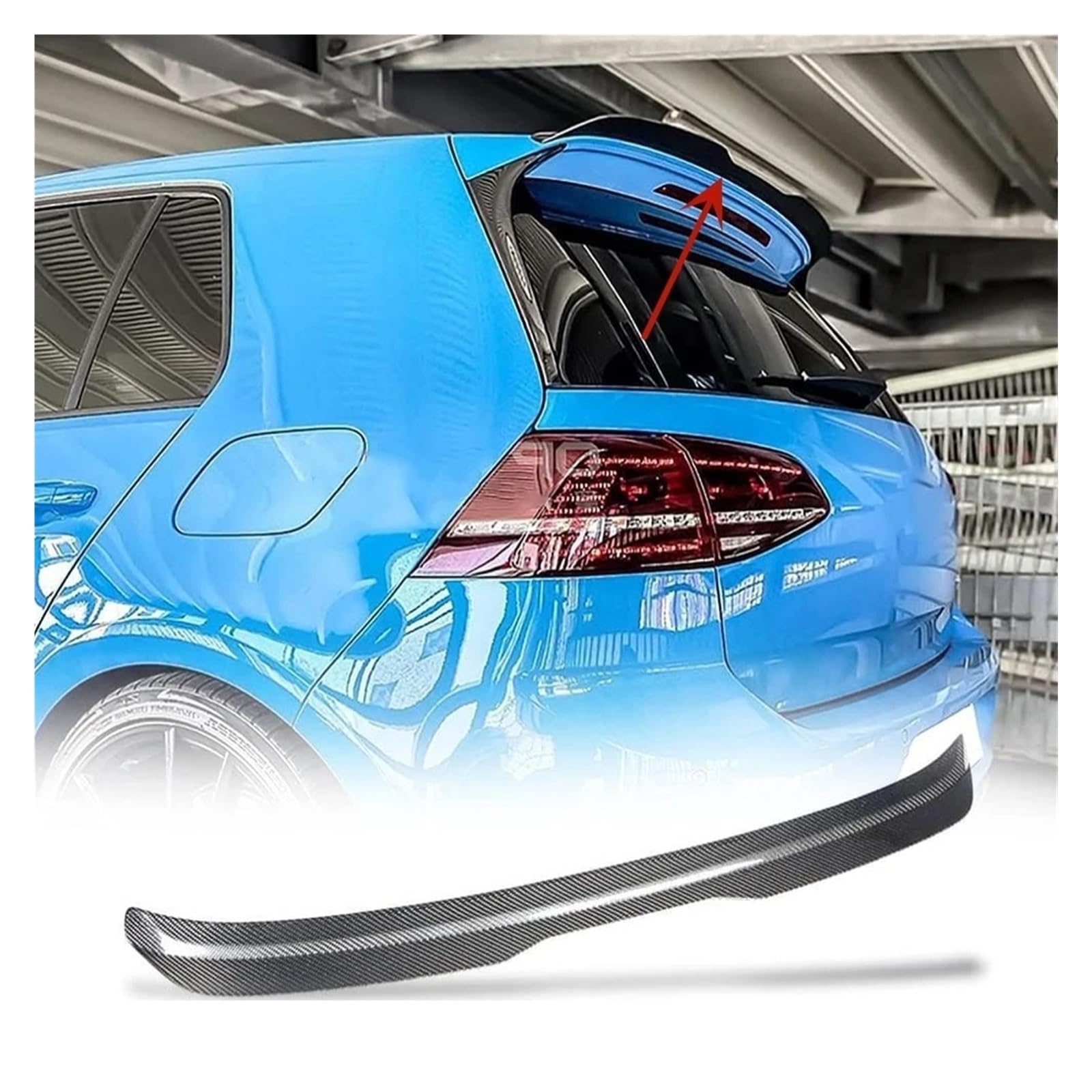 Heckspoiler Lippe Für VW Für Golf MK7 Für GTI Für GTD Für GTE R 2013-2019 Auto Heckdachspoiler Heckflügeldiffusorverlängerung Heckspoilerlippe Auto Kofferraum Spoiler(Carbon Look) von ZHANFEIS